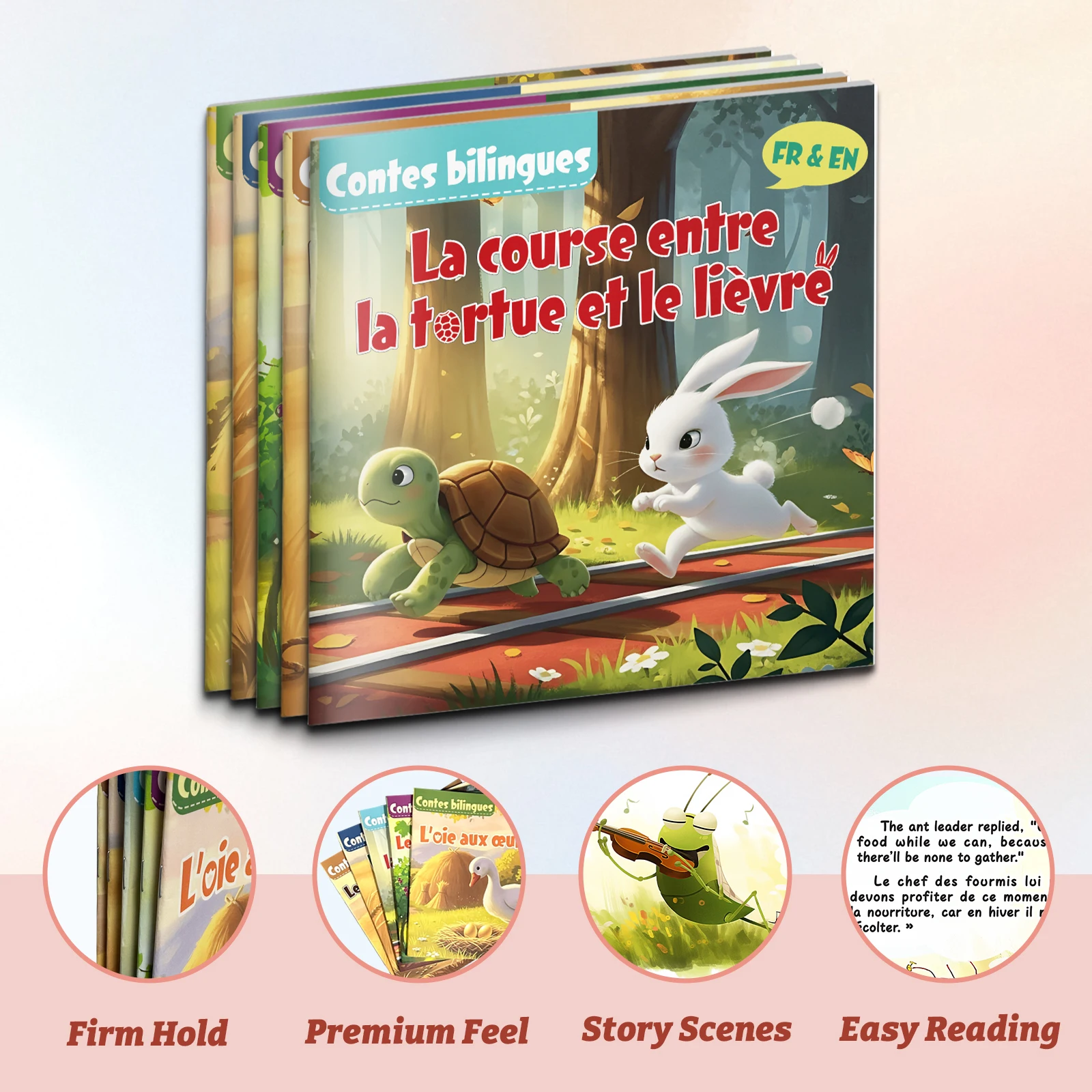French-English Bilingual Aesop Fables for Kids: 5 Storybook Set, Read Aloud Animal Tales with Moral Lessons