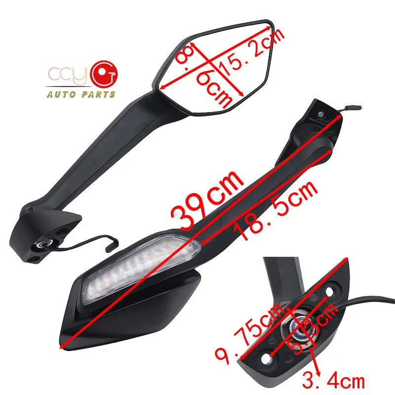 Motorcycle Rearview Mirror Is Suitable for Chunfeng 450SR/SRS CF400-6-9 Modified Sports Car Reflector with Lights