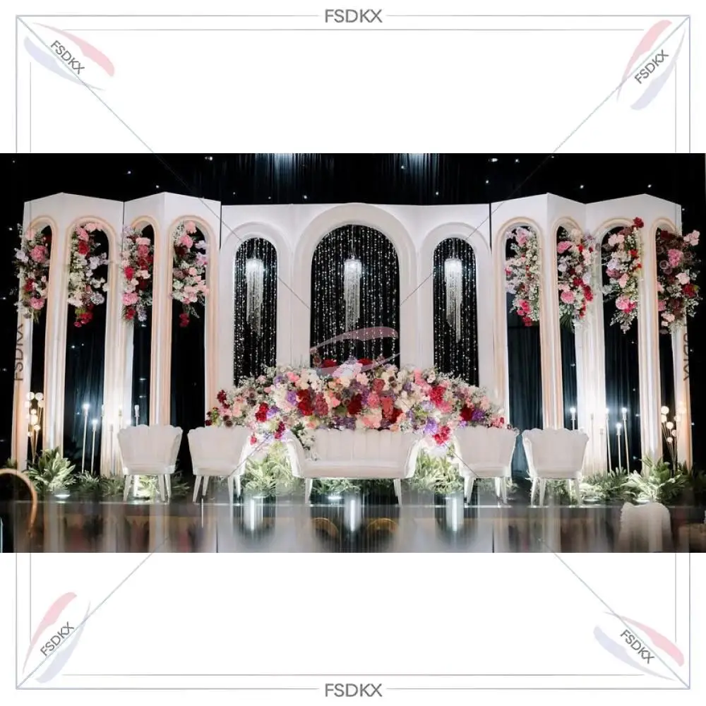 Wedding Supplier Backdrop Customized Style Decoration a Set of Party Decorations PVC Backdrop and Plinth