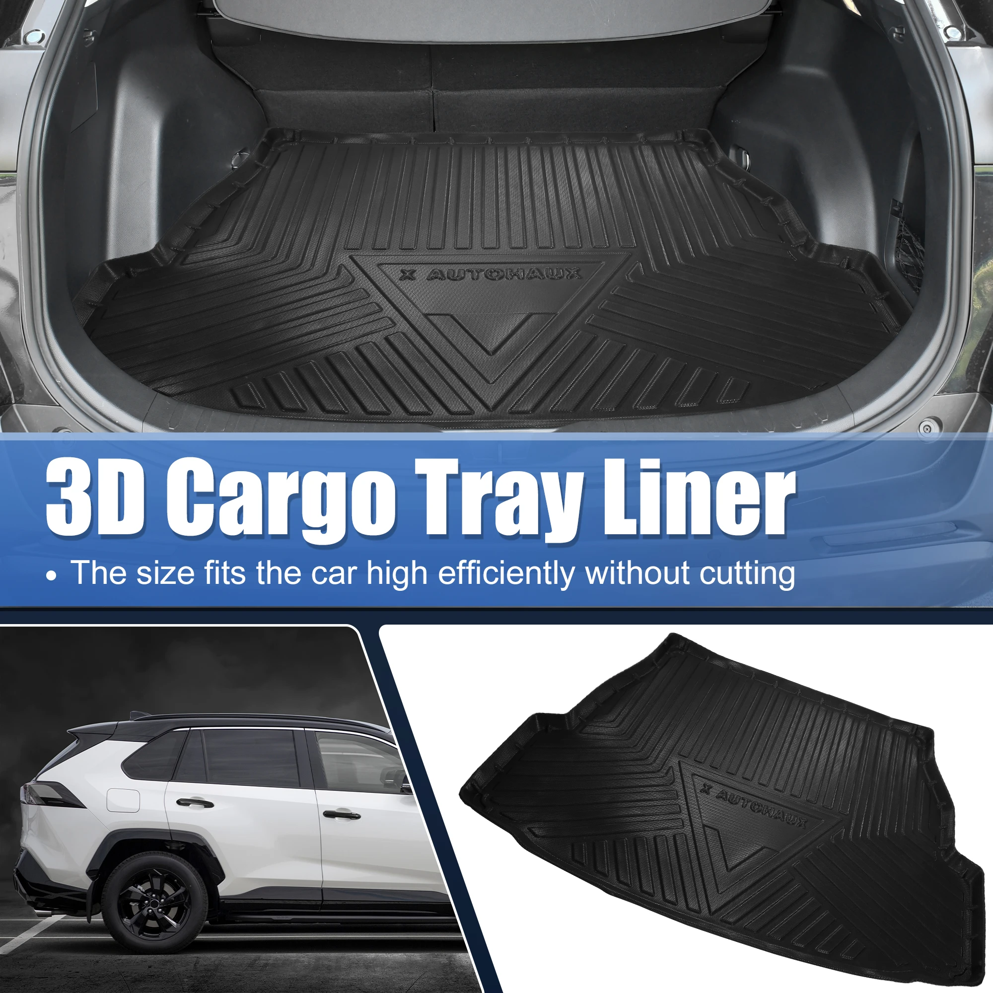 X Autohaux Cargo Trunk Tray Cargo Liner Rear Trunk Floor Mat Odourless Non Slip Waterproof for Toyota RAV4 2019 2020 2021 2022