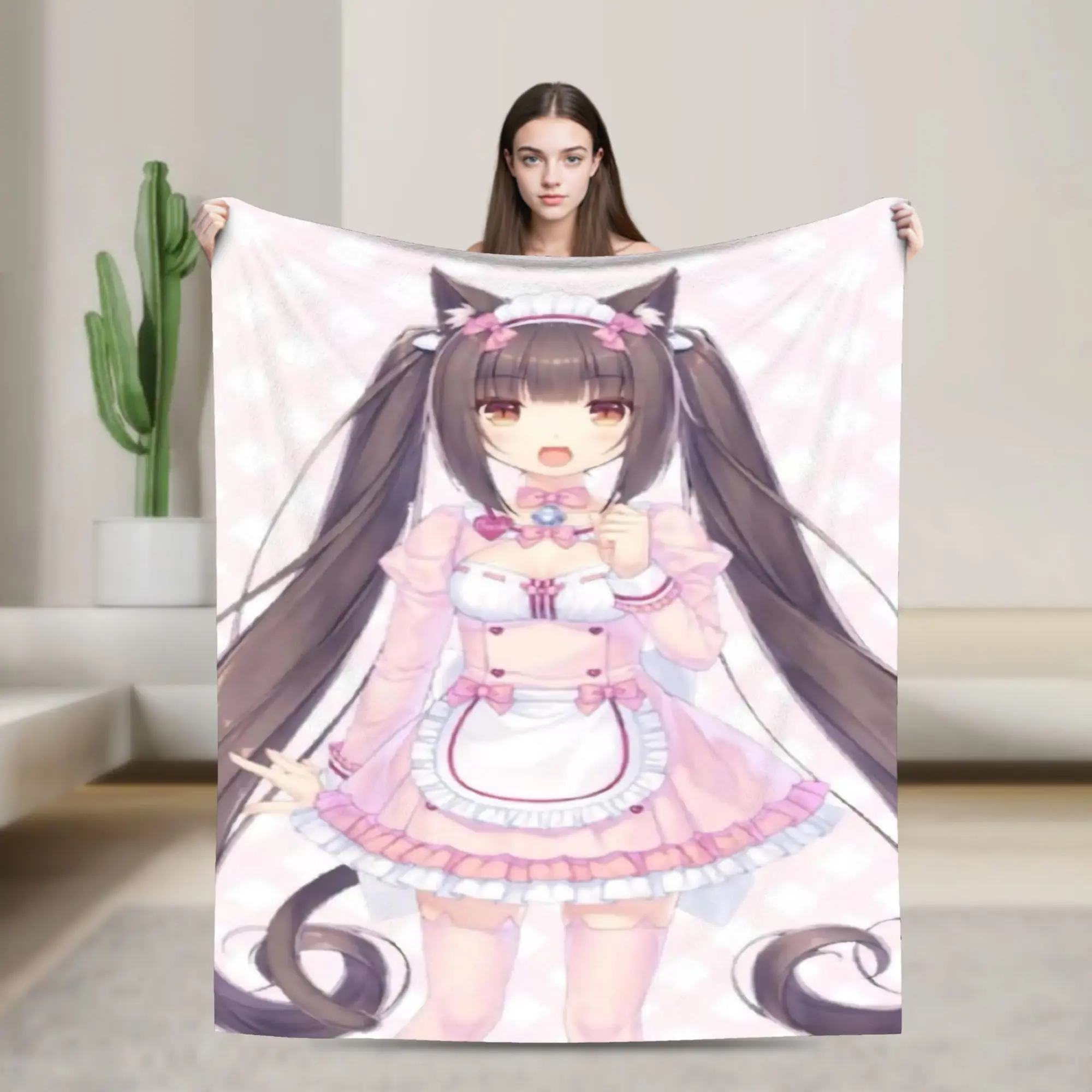 Cozy Anime N-Nekopara Blanket Stuff Bed Decorative  Throw Blankets Soft Flannel for Office