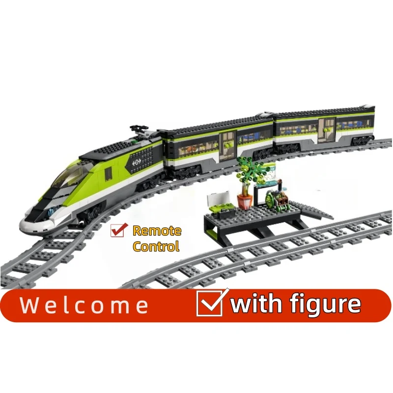 

New MOC City Remote Control Passenger Train Model Home Decor Building Blocks Boys and Girls Holiday Gifts