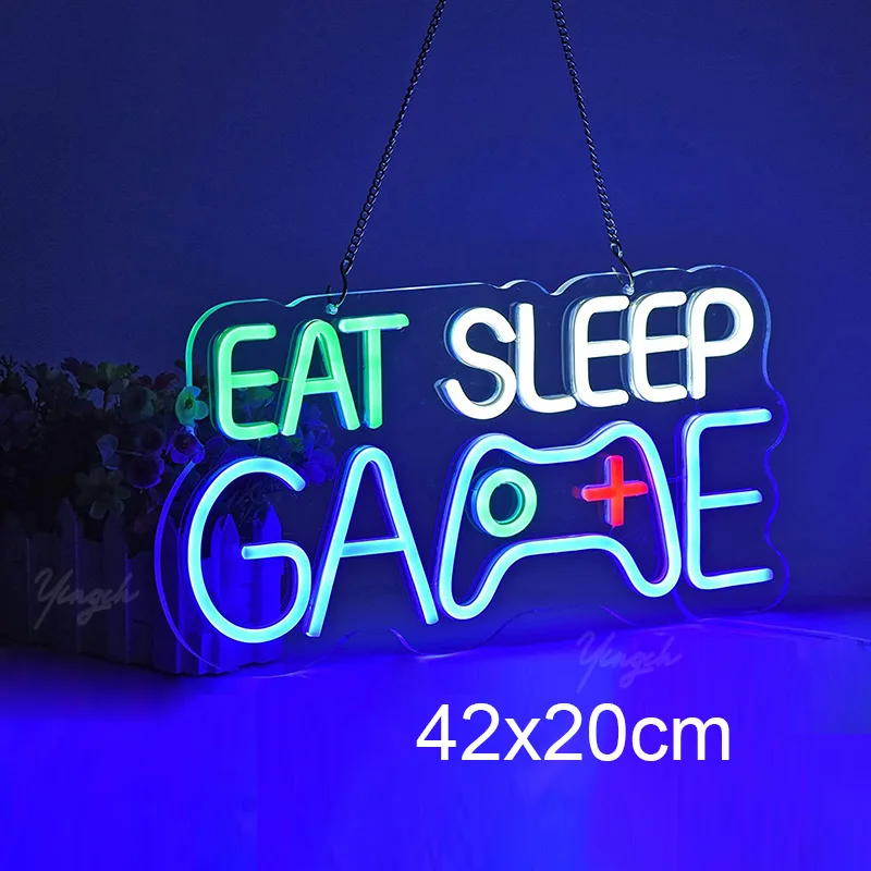 Game Neon Sign LED Lights Game Room Game Logo Neon Decoration Lampe USB Dimmerable Wall Hanging Gamer Bar Party Birthday Gift