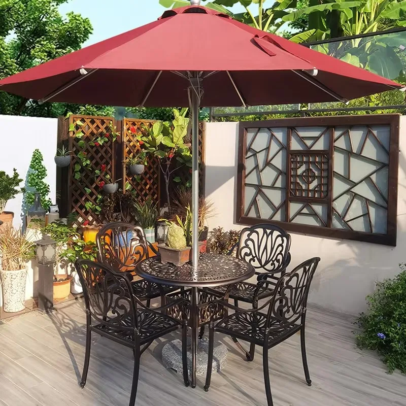 Easy-to-Operate 3M*3M 8Ribs Aluminum Iron Pole French Design Eco-Friendly Waterproof Patio Umbrella Outdoor Garden Parasol for
