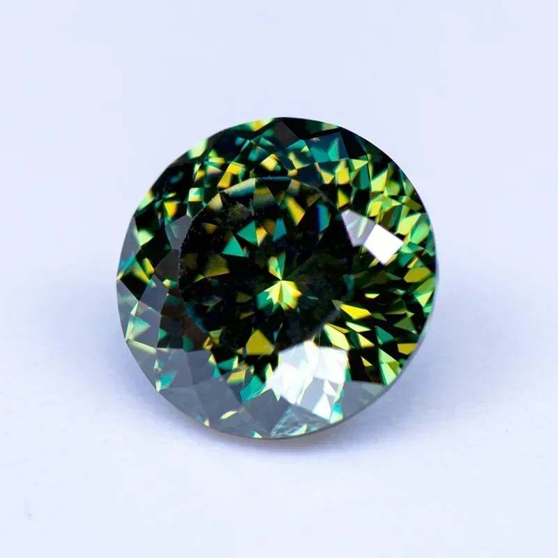 Pedra moissanite formato redondo 100 faces cortadas amarelo verde cores naturais com certificado gra amuletos superiores material de fabricação de joias