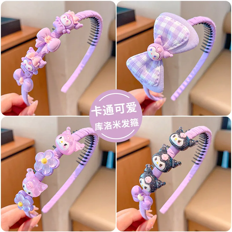 ที่คาดผมล้างหน้าเด็กน่ารัก 1 ชิ้น, เครื่องประดับผมการ์ตูน Sanrio, ที่คาดผม Kuromi หวาน, ของขวัญเครื่องประดับผมบูติก