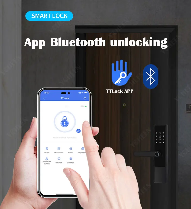 TTlock Bluetooth Smart Lock Fingerprint Code Unlock Door Locks with Key Nfc Rifd Smart Card Combination Electronic Digital Lock