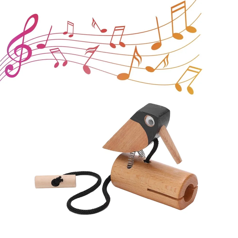 Premium Wood Woodpecker Rhythm Shaker Wood Color Bird Decor Rhythm Shaker Wooden Handheld Instrument Home Decor