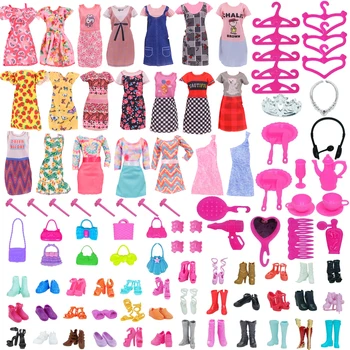 인형 옷 신발 가구 주방 액세서리, 11.8 인치 바비 인형 및 1/6 BJD 블라이스 인형, 소녀 장난감, 원피스, 63 개/세트