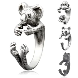 Elegant Koala & Bear & Monkey Vintage Adjustble Ring for Women - Timeless Charm and Unique Design for Nature Animal Lover Gift