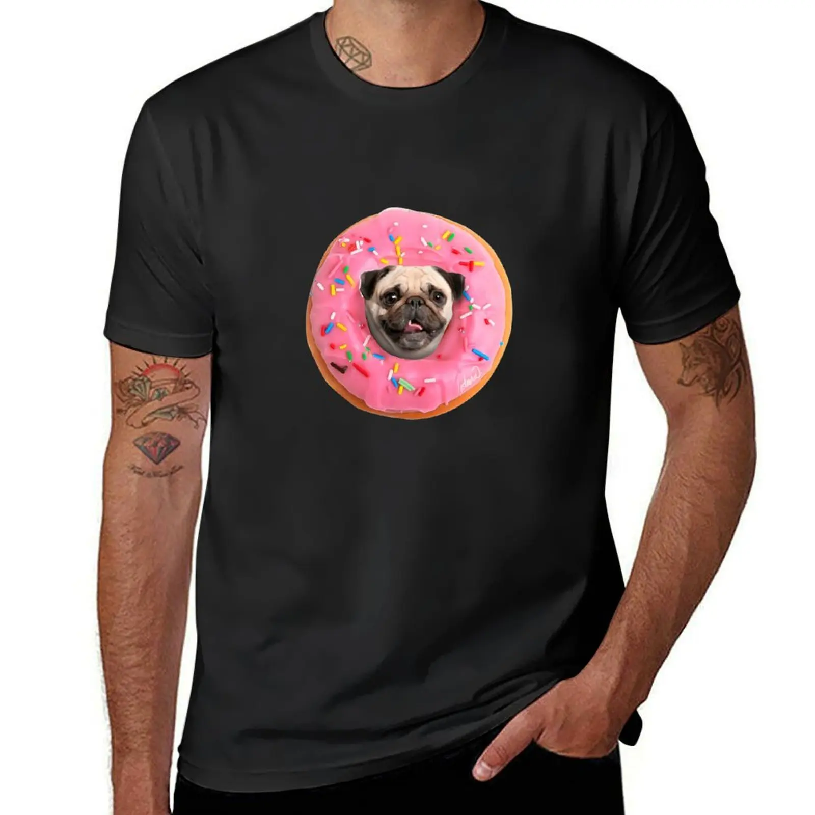 Mops truskawkowy pączek t-shirt ubrania anime śliczne topy z krótkim rękawem tee męskie ubrania