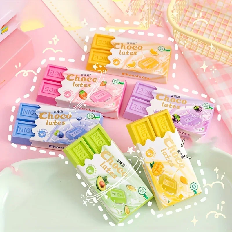 1pc Random Cube Simulated Chocolate Erasers for Office Supplies