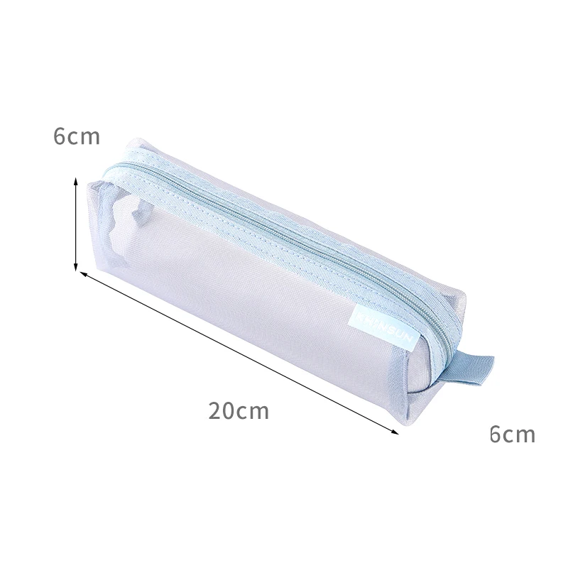 Semi-transparent Simple Mesh Pencil Bag Students Exams Thickened Stationery Bag Large Capacity Portable School Supplies