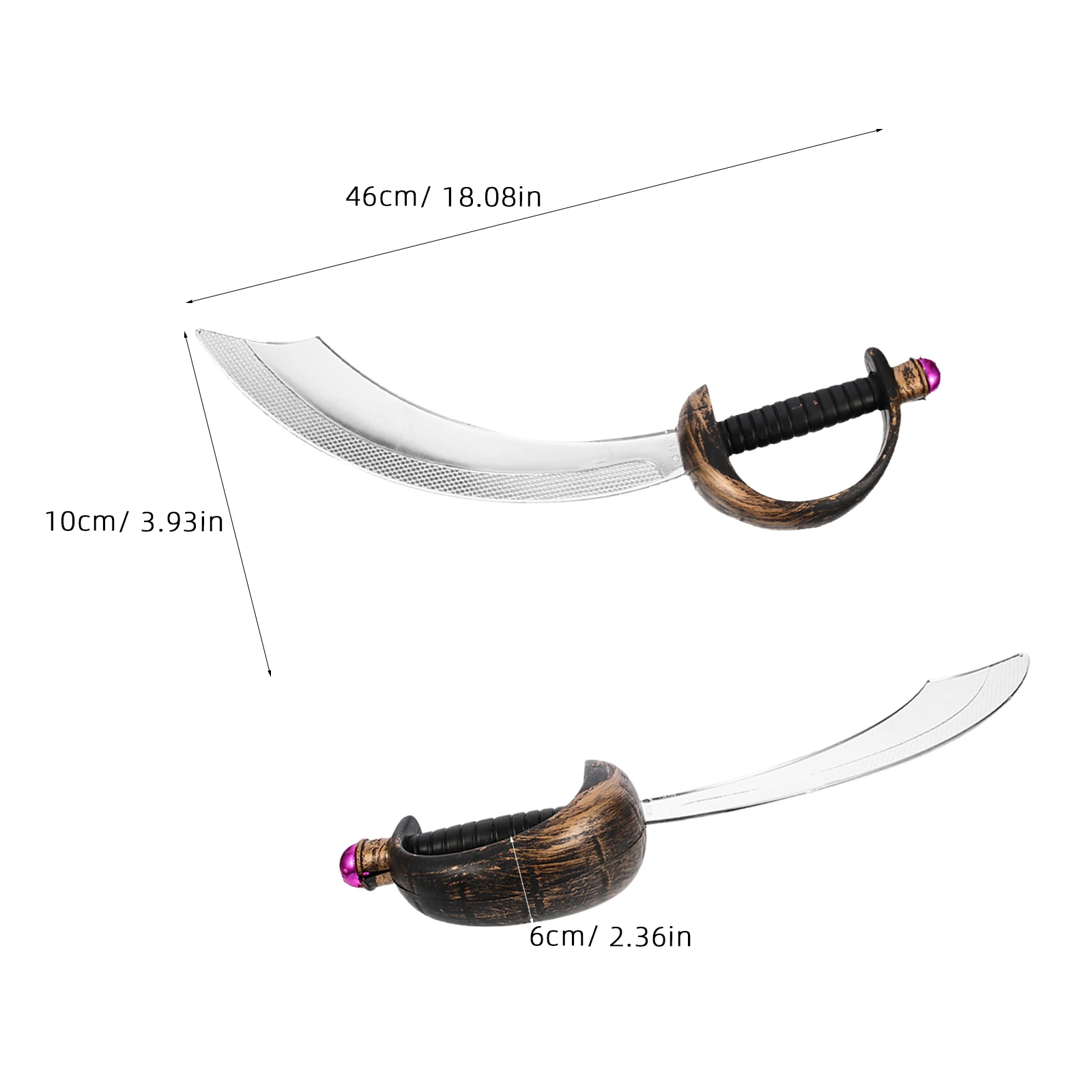 2 Stück Piratenschwert-Requisite für Halloween-Kostümparty, Cosplay-Zubehör, ideale Bühnenaufführung und Geburtstagsfeier-Dekoration