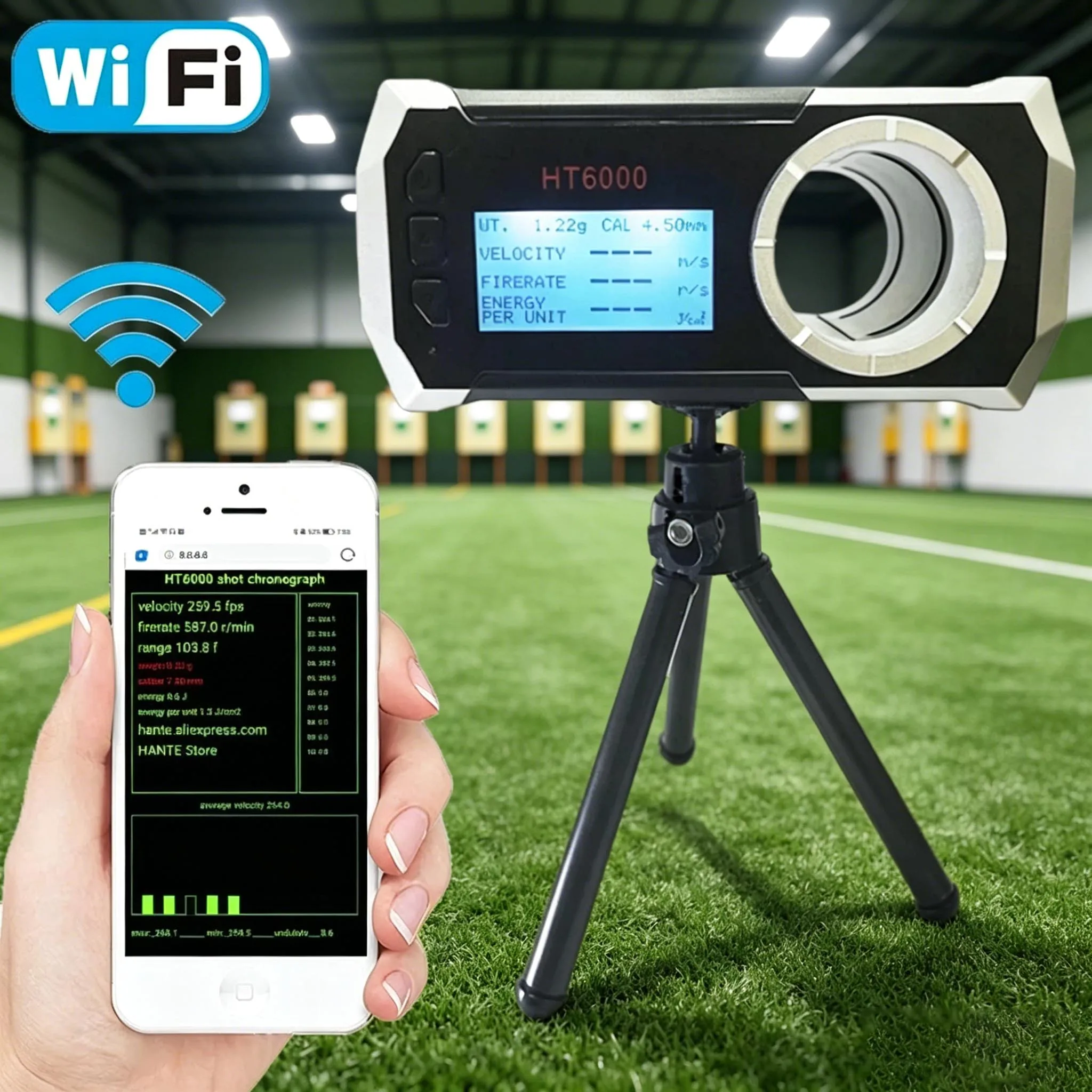 10-5000 FPS WiFi Shooting Chronograph Multifunctional Bullet Speed Tester Ball Velocity Energy Measurement Speed Meter