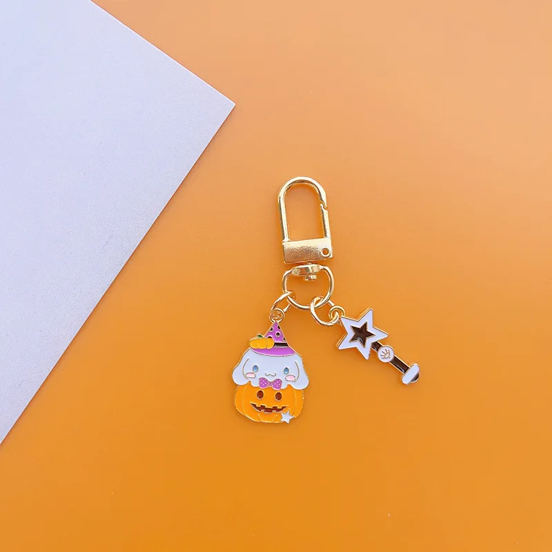 Sanrio Kuromi Hello Kitty Halloween Series Pendant Cartoon Cute Pumpkin Keychain Bag Decoration Holiday Gifts for Boys and Girls