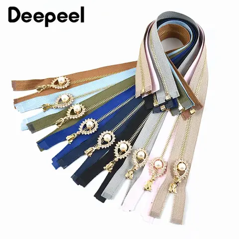 2/5Pcs Deepeel 3# Metal Zipper Tape 40-70cm Open-end Auto Lock Zippers for Sewing Jacket Garment Bags Closure Zips Repair Kits