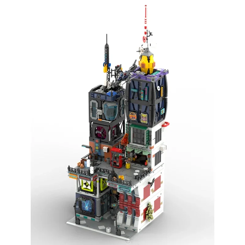 Wykwintny Nowy Produkt Klocki Konstrukcyjne MOC Model Cyberpunkowy Centrum Miasta Technologia Modularny Zestaw do Samodzielnego Montażu Prezent dla Dzieci