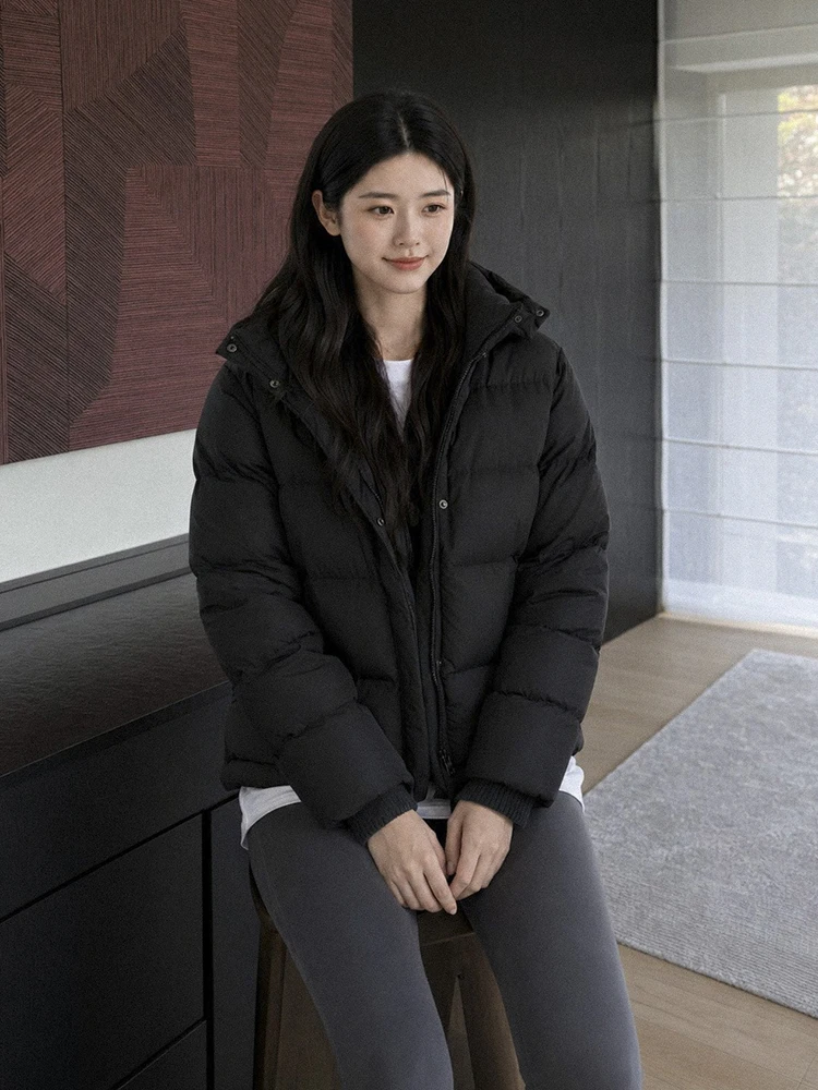 Winter Warm Puff Fluffy Hooded Down Jacket Women White Duck Down Thick Loose Parker Outwear Female Zipper Waterproof Down Jacket