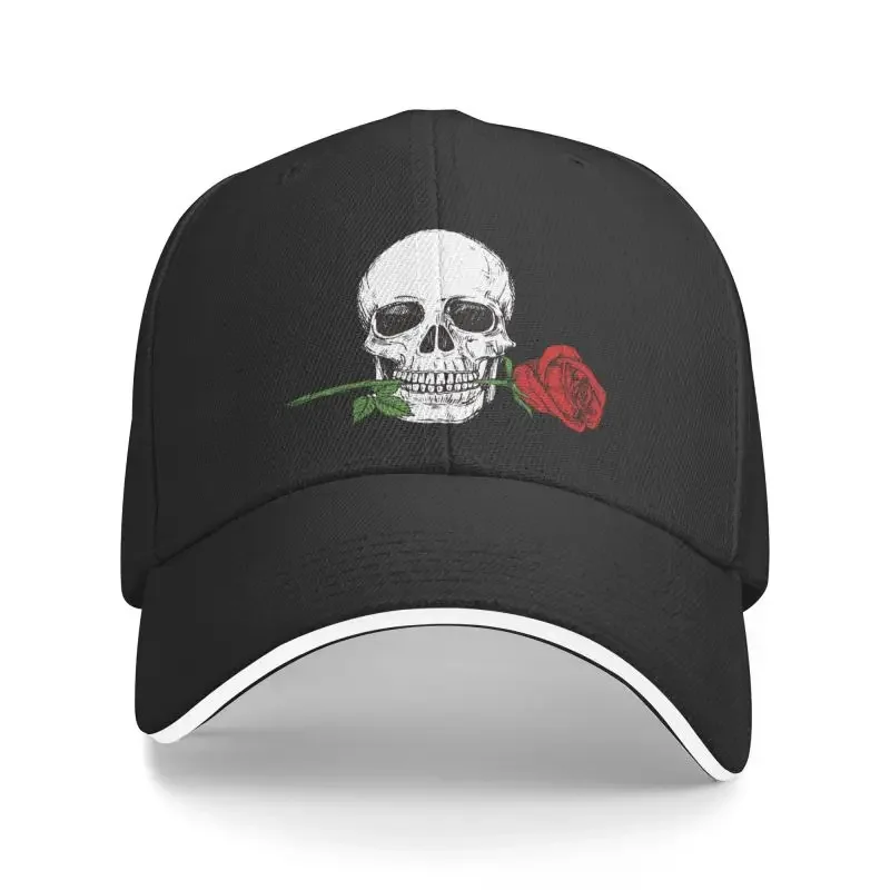 

Punk Unisex Rose Skull Baseball Cap Adult Skeleton Adjustable Dad Hat Men Women Hip Hop