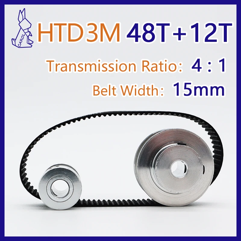 48Teeth 12Teeth HTD 3M Timing Pulley 12T Set Belt Width 15mm 48T 3M Belt Pulley Set 12Teeth HTD3M Synchronous Wheels Set 48Teeth