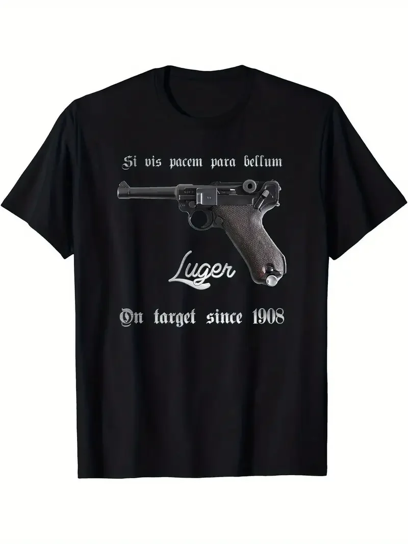 Camiseta Vintage Para hombre Mauser P08 9mm Luger Si Vis Pacem Para Bellum1908 Meme Tee Hip Hop mujeres Harajuku Y2k Tops de algodón
