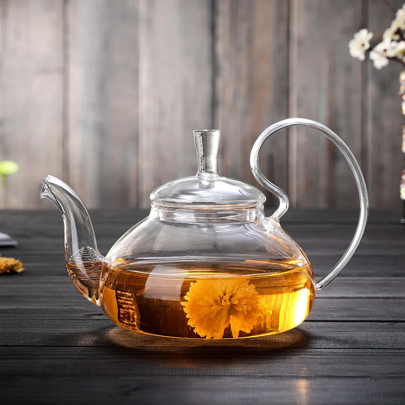 Heat-Resistant Floral Teapot With High Handle, Anti-Fall Lid, Glass Set, Herbal Teapot, Heat-Resistant Tea Set