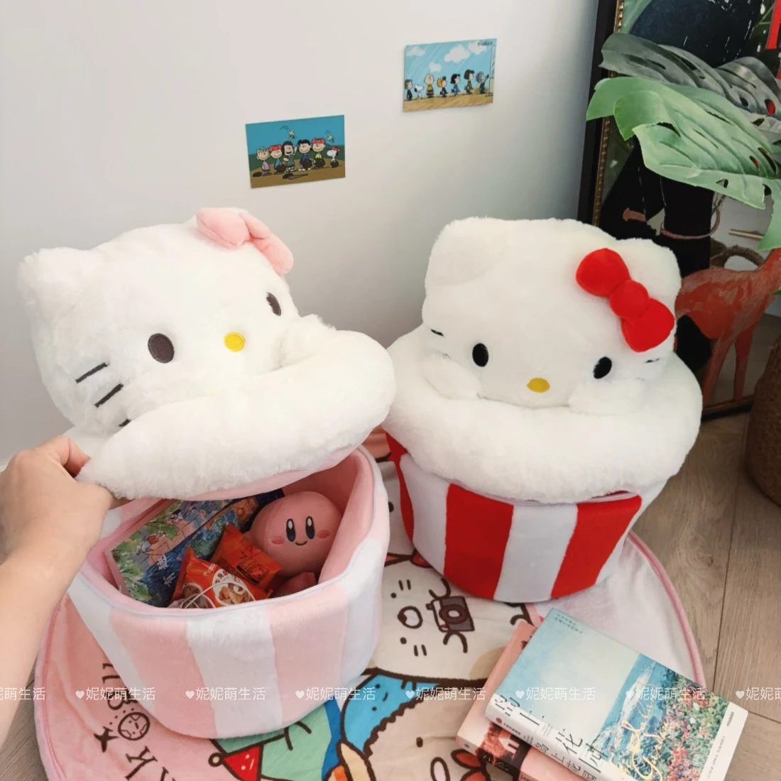 

Милое плюшевое ведро для хранения «Hello Kitty», мягкая аниме «Kitty Cat», плюшевая сумка, украшение для детской комнаты, разные игрушки для хранения