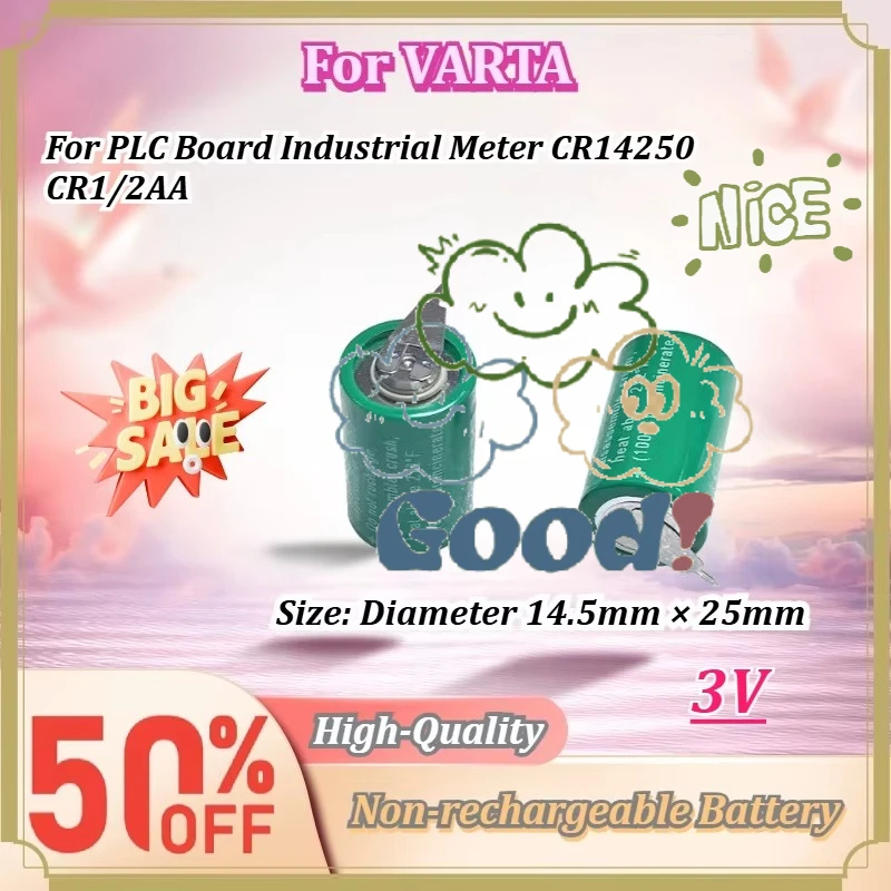For PLC Board Industrial Meter For VARTA CR14250 CR1/2AA 3V Pin-Type Primary Lithium Battery Non-Rechargeable Backup Power Cell