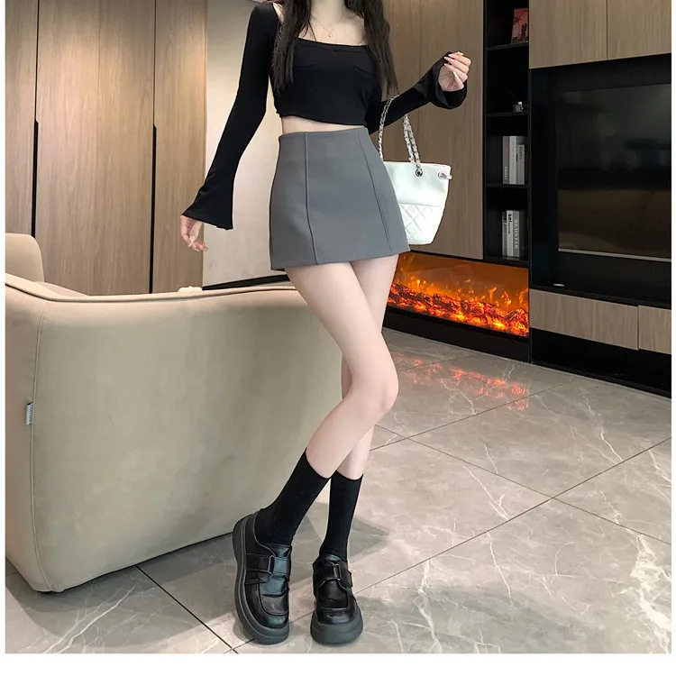 

Skirts Womens Exposure Anti Price Affordable Dry Campus Drooping Knot Fitting Loose Color Solid Side Back Long Comfortable