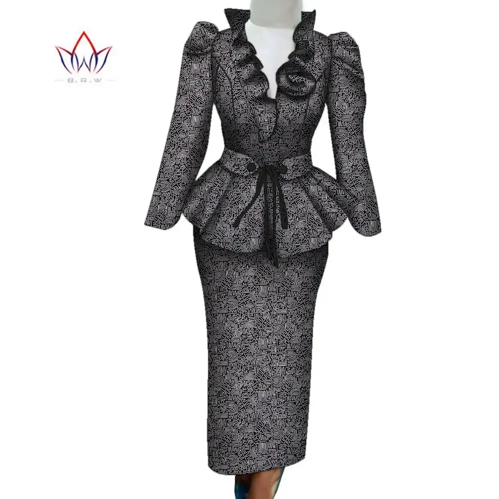 

African Clothes For Women Full Sleeve Female 2 Piece Sets Womens Outfits 2023 Luxury Print Traditional Office Dress Sets WY7824