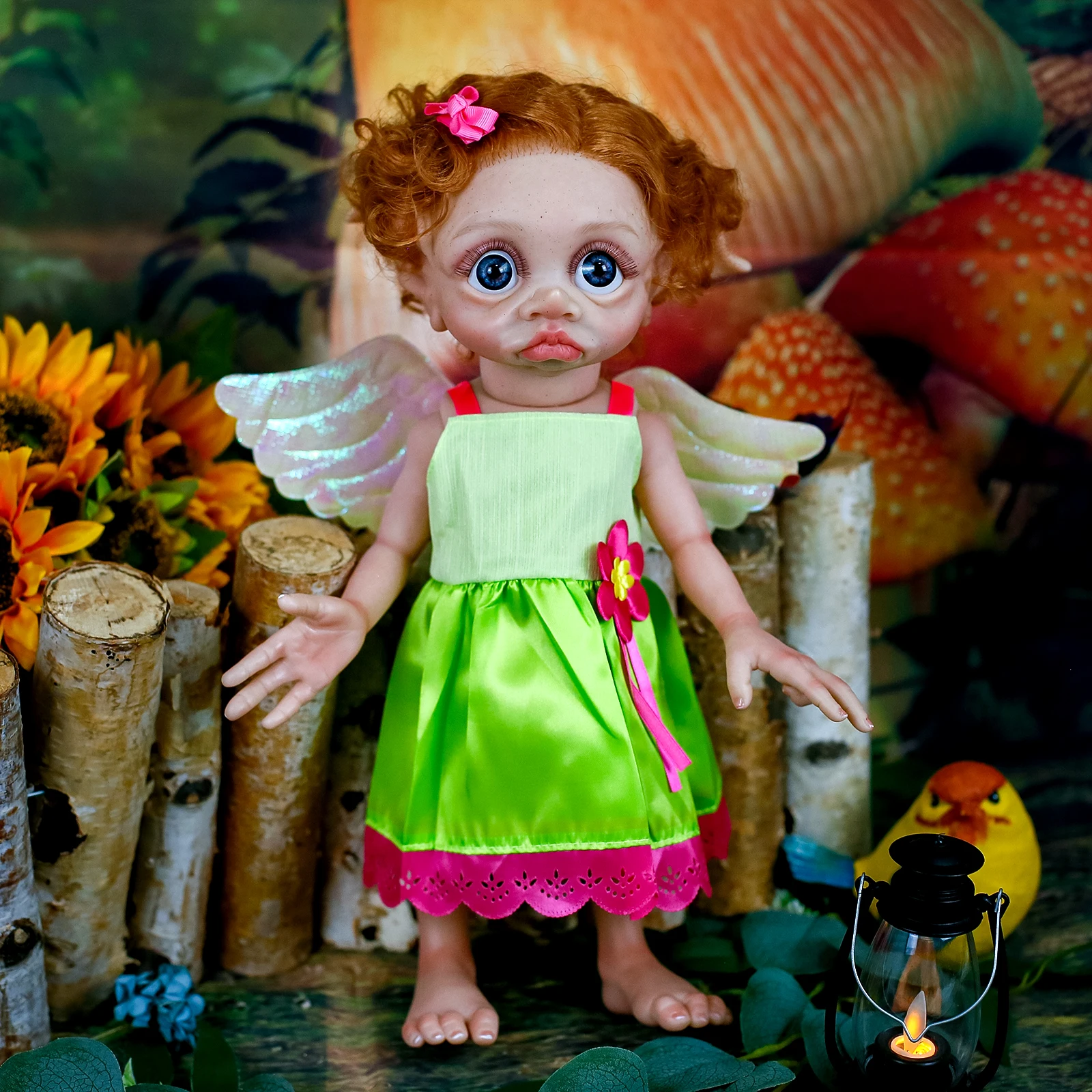 Muñeca impermeable de bebé Reborn de 40CM, Hada Tinky, elfo, cuerpo de silicona de vinilo suave completo con pelo enraizado, muñeca artística coleccionable