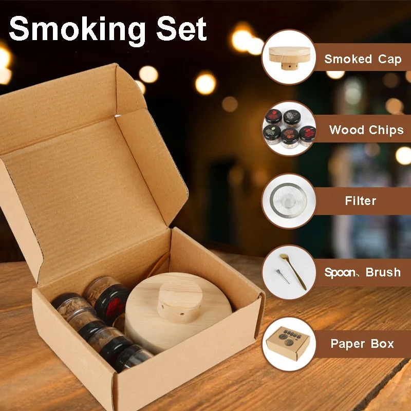 Kit per affumicatore da cocktail Smoking Master - Set di infusori per trucioli di legno per fumatore di bevande vecchio stile Whisky Bourbon con 4 gusti naturali