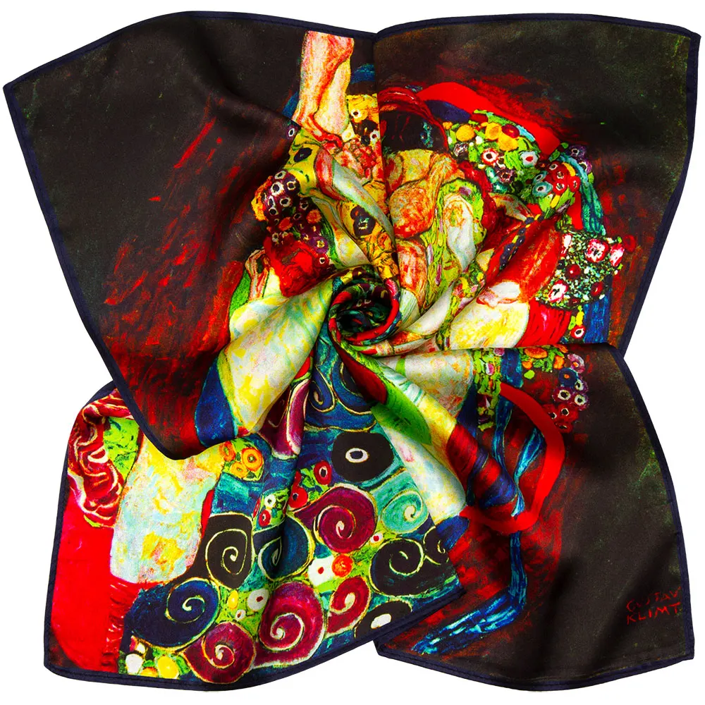 53cm Real Silk Scarves Woman Artwork Luxury Scarf for Ladies Square Designer 100% Natural Kerchief Colleague Gift The Virgin