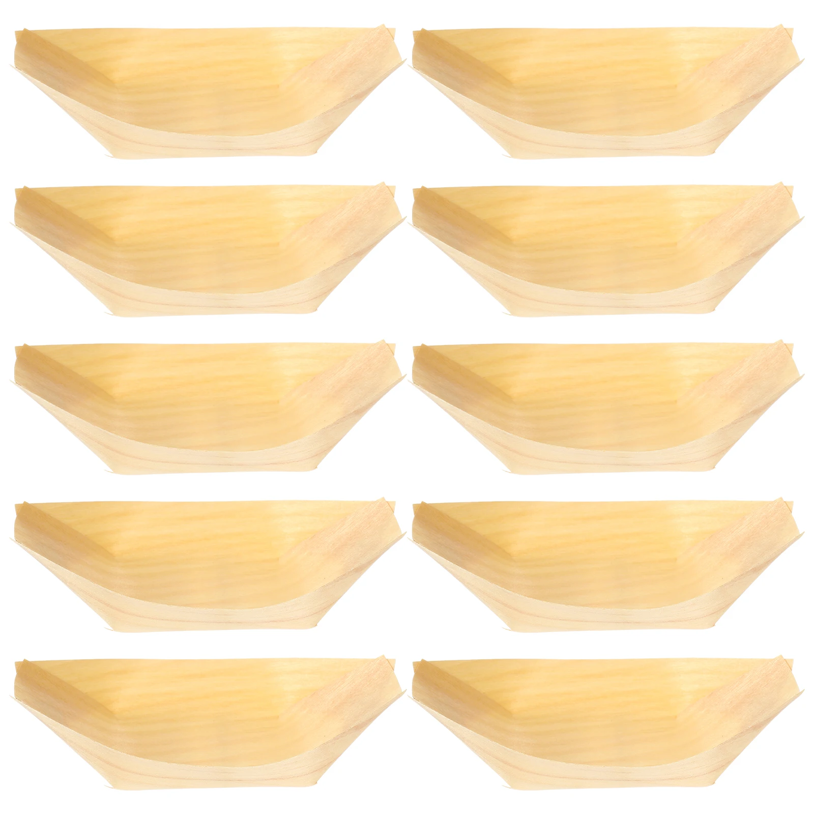 

50 pcs Boat-type Snack Platters Disposable Wood Tray Bamboo Shape Serving Dish appetizers cocktail parties outdoor events