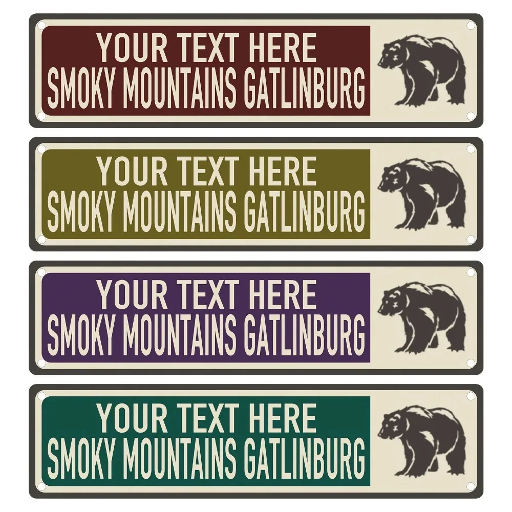 2D Flat Smoky Mountains Gatlinburg Aluminum Sign 40×10cm,Vintage Personalized Wall Decor Gift
