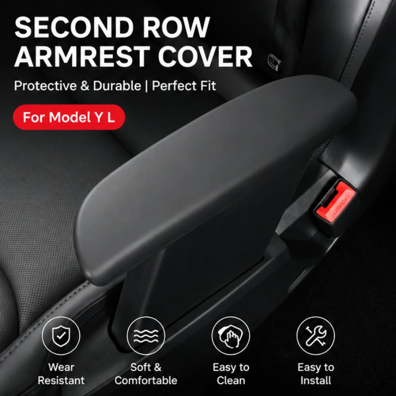 Car Handrail Protective Gloves For Tesla Model YL 2025+ Second Row Armrest Protective Cover Interior Mouldings Car Accessories