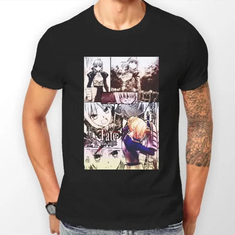 Fate/stay Night Shirt Vintage Washed Unisex Oversized Anime Streetwear Soft Cotton Short Sleeve Tee Gift Clothing Tops Hot Sale