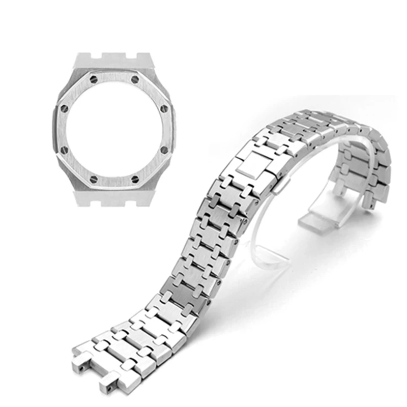 Stainless Steel Metal Replacement Kit Watch Band Case for GA2100, Strap Bezel Compatible with GA-2100/GA-2110/GA-B2100