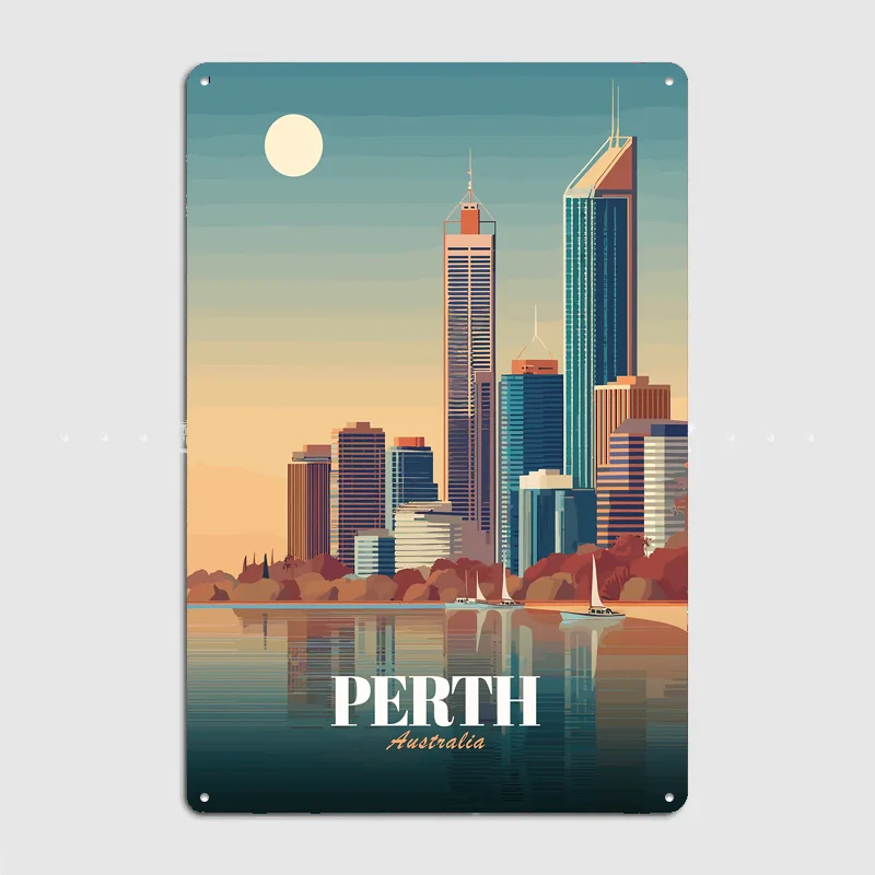 Perth Australia City Scenery Travel Poster Metal Sign Life Wall Custom Bedroom Indoor Home Wall Decor Posters Room Decoration