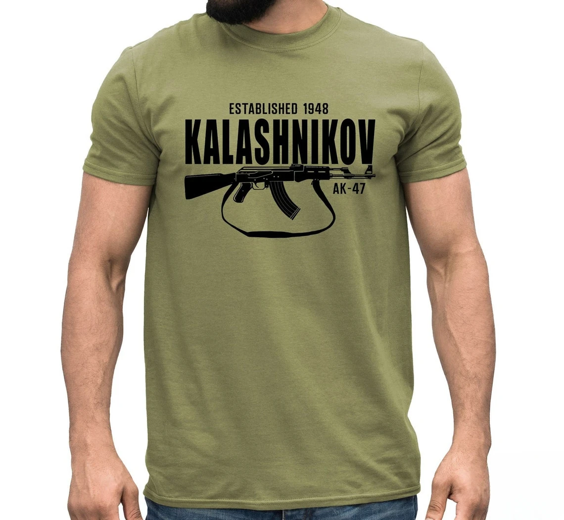 Cheavyweight Classic Kalashnikov AK-47 Assault Rifle Shirt 100% Cotton O-Neck Summer Short Sleeve Casual Mens T-shirt Size S-5XL