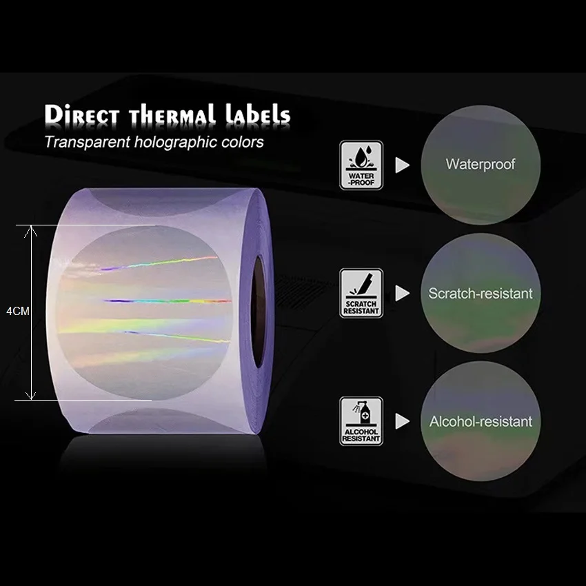 Imagem -05 - Térmica Laser Selagem Etiqueta Rodada Holográfica Holográfica Prata Ouro Flash Obrigado Etiqueta Imprimível Transparente 50x50 mm