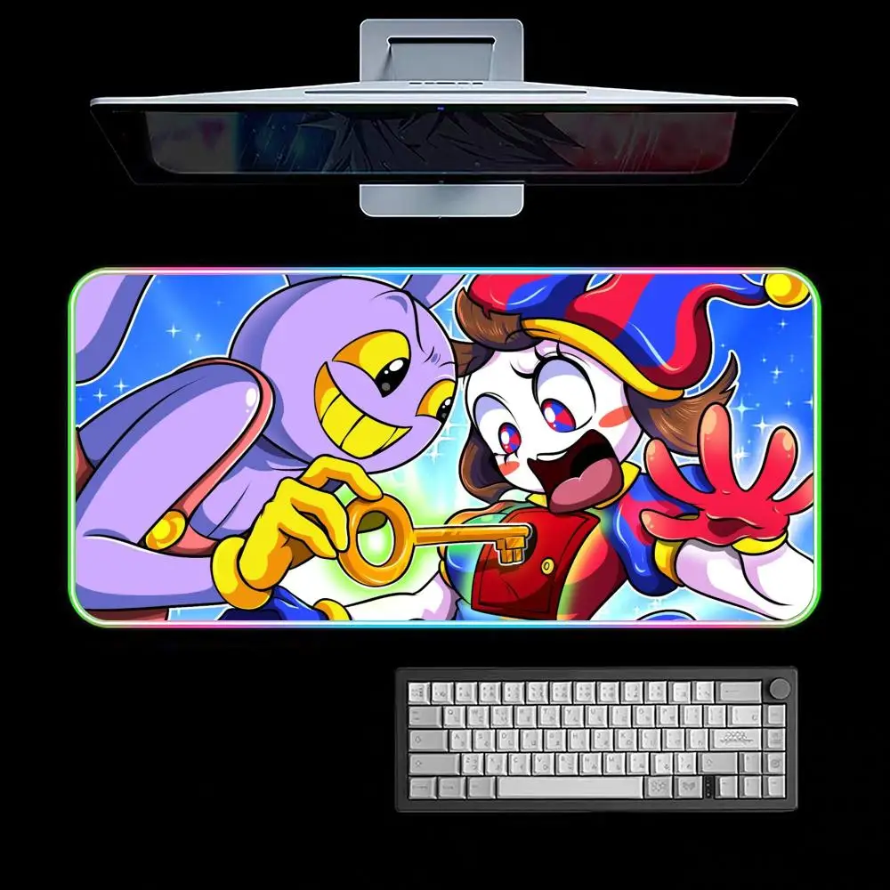 Cartoon The Amazing Digital C-Circus Mouse Pad RGB Gaming Mouse Pad Desk Mat HD Gamer Large LED Light XXL MousePads