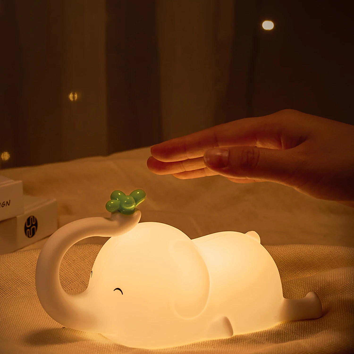 

Милый ночник-слоник для малышей с таймером, USB-перезаряжаемый, силиконовый, для прикроватной тумбочки, декора спальни, подарок на день рождения