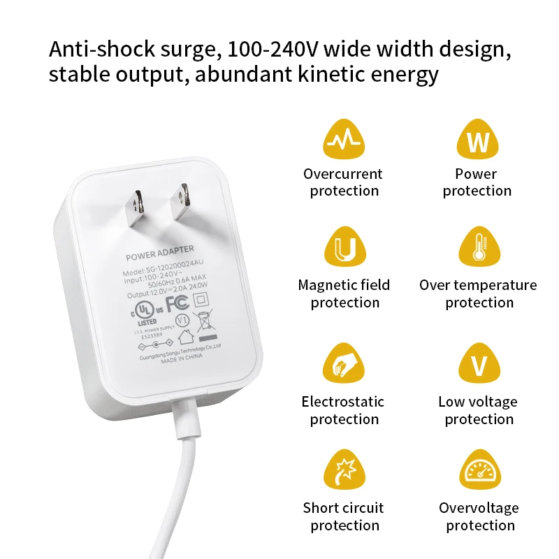 Compact Newest Power Adapter 12V 24V US Plug 1A 2A 5.5mm*2.5mm, AC 110-220V to DC 12V/24V Switching Supply with 8 Adapters