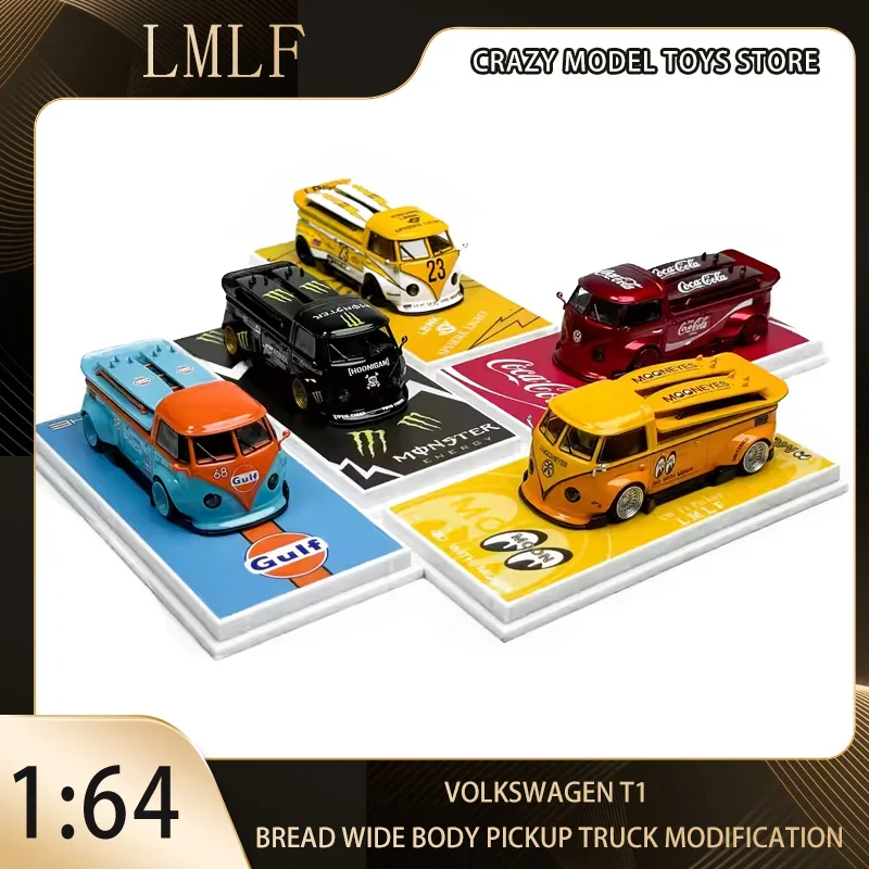 

LMLF 1:64 Volkswagen T1 Widebody Pickup Truck Modified Moon Eye Bay Paint Alloy Diecast Car Model Collection Display Gift Toys