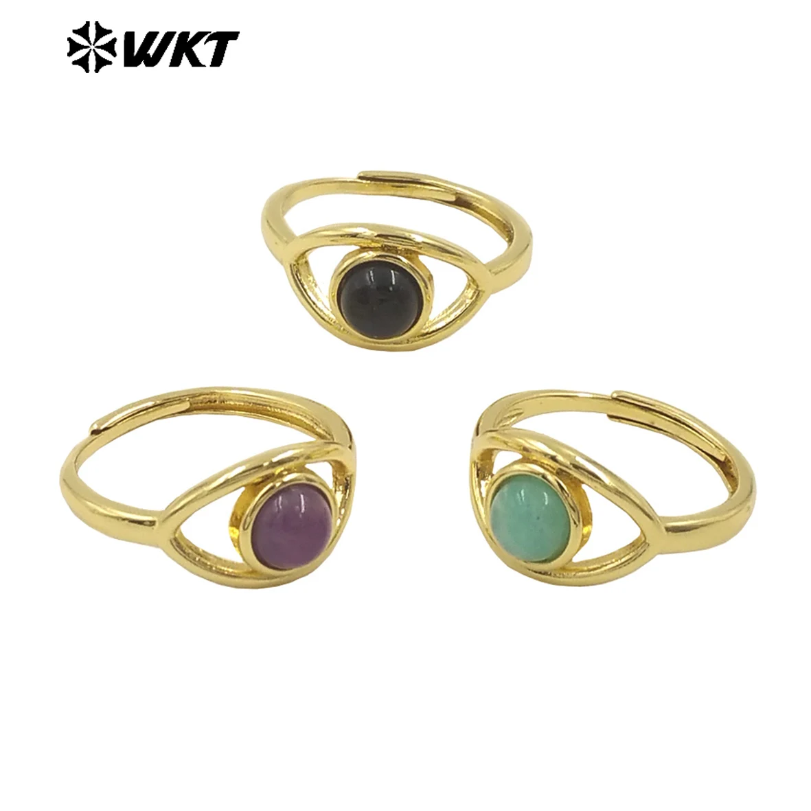 WT-R538 Fine Stone Ring For Women Daily Commuter Accessories Natural Amethyst Black Obsidian Gemstone Material