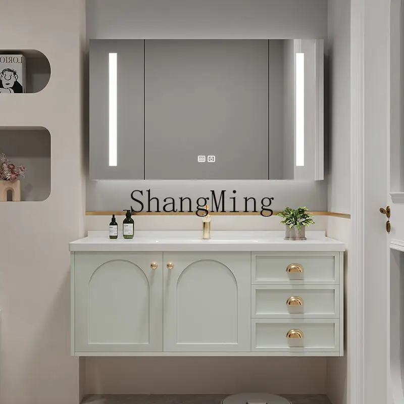

LXY modern simple oak ceramic integrated basin bathroom cabinet combined toilet washstand