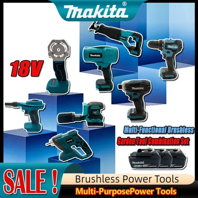 

Новый набор электроинструментов Makita: бесщеточная аккумуляторная ударная дрель-шуруповерт, угловая шлифмашина, электрическая циркулярная пила, работающие от аккумулятора 18В.