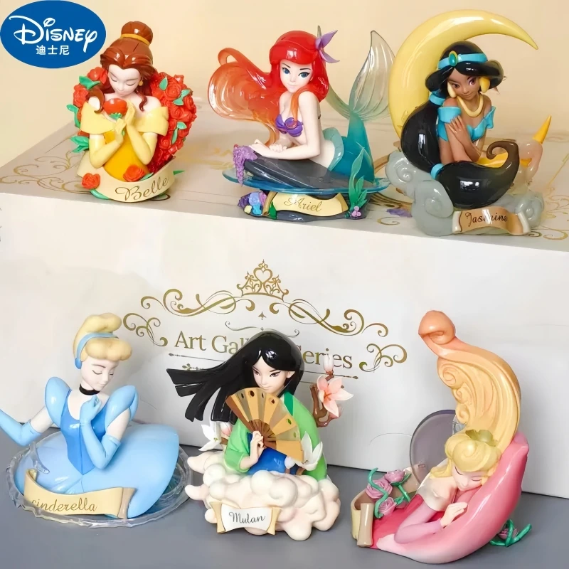 

Whole Set Disney Princess Art Gallery Series Action Figure Doll Toys Belle Jasmine Snow White Aurora Mulan Ariel Lovely Gift Toy